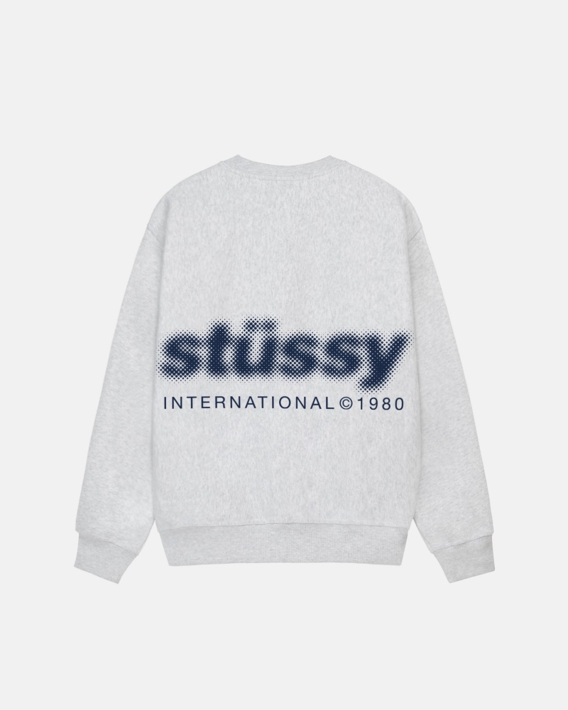 Stüssy Blur Crew Long Sleeve Sweatshirt Unisex Ash Heather | MI54-Q4-ZD