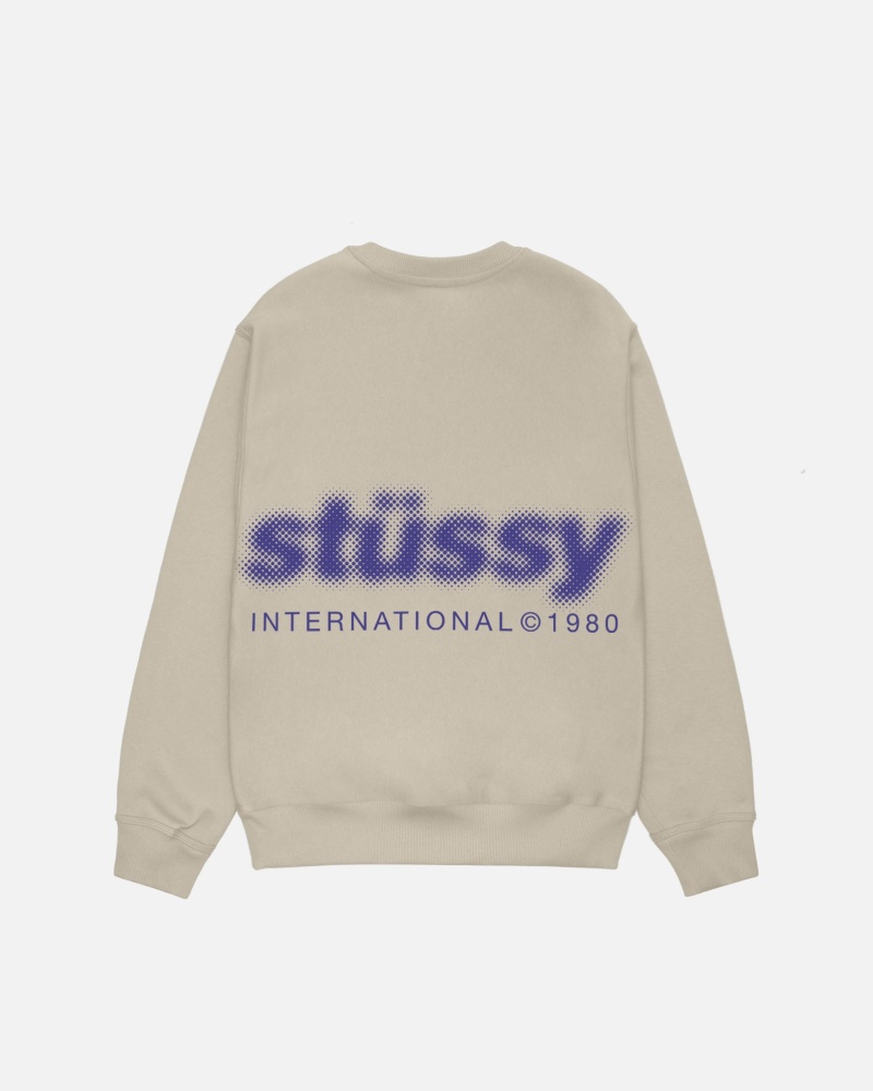 Stüssy Blur Crew Long Sleeve Sweatshirt Unisex Khaki | FJ99-V1-VY