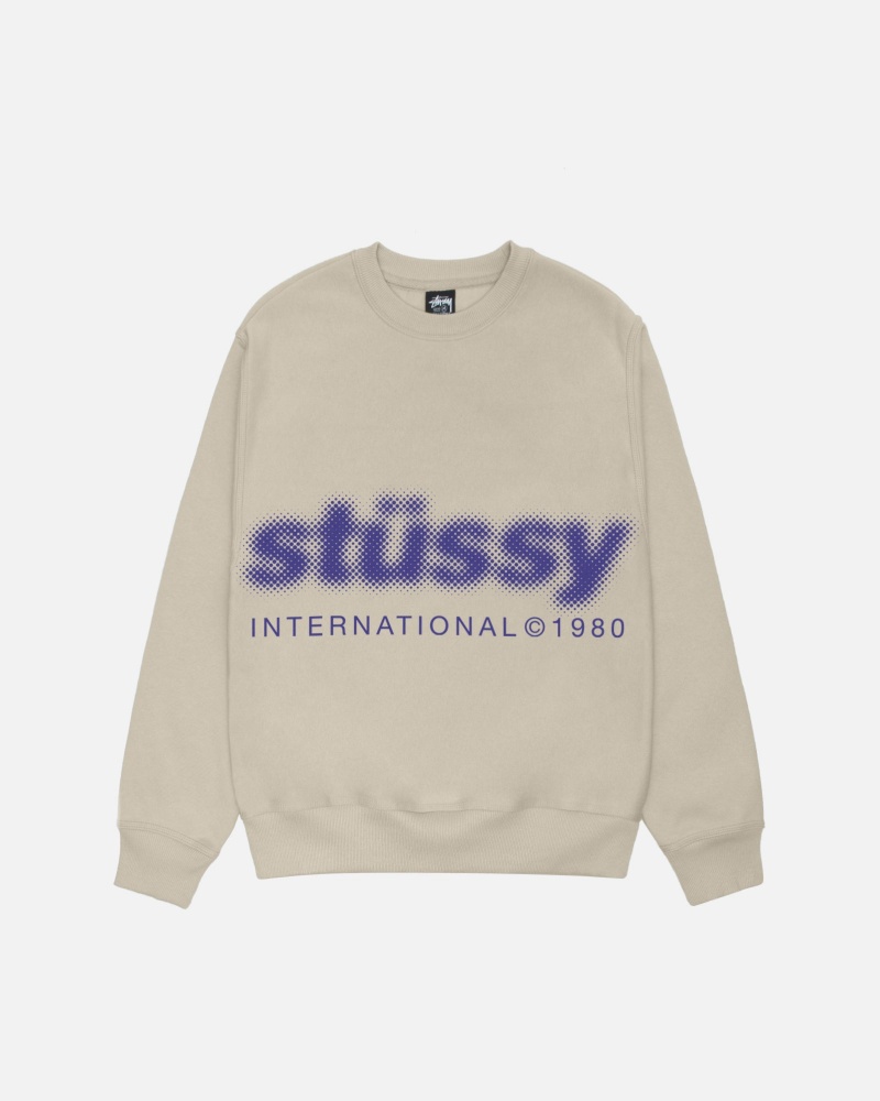 Stüssy Blur Crew Long Sleeve Sweatshirt Unisex Khaki | FJ99-V1-VY