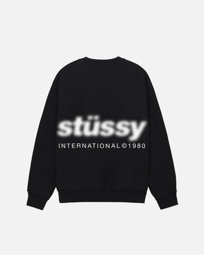 Stüssy Blur Crew Long Sleeve Sweatshirt Unisex Zwart | FN63-W1-NI