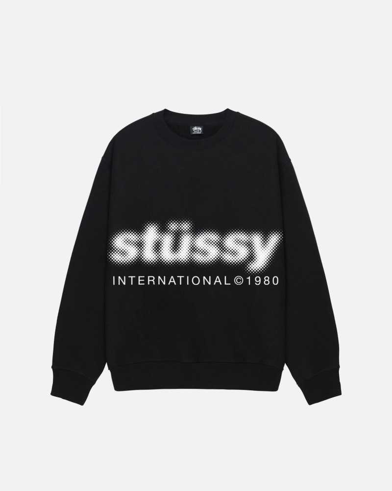 Stüssy Blur Crew Long Sleeve Sweatshirt Unisex Zwart | FN63-W1-NI