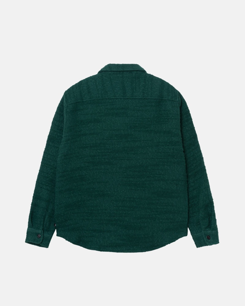 Stüssy Boucle Wol Cpo Shirt Long Sleeve Shirt Unisex Groen | SH36-O8-IQ