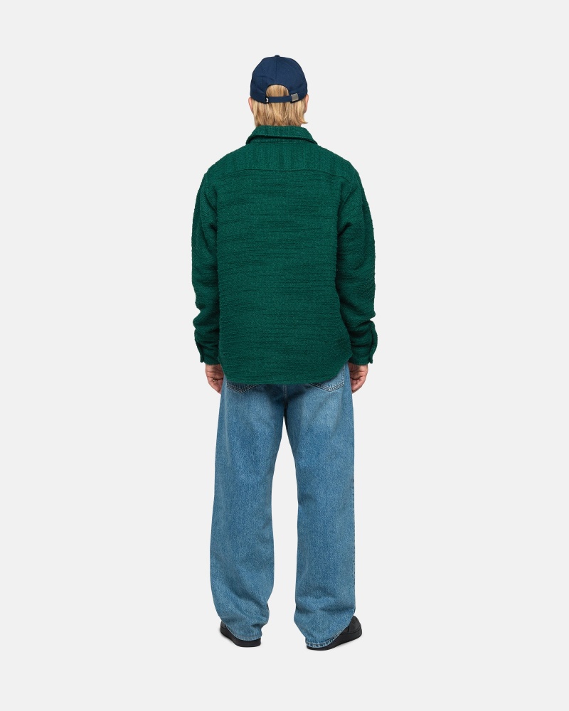 Stüssy Boucle Wol Cpo Shirt Long Sleeve Shirt Unisex Groen | SH36-O8-IQ