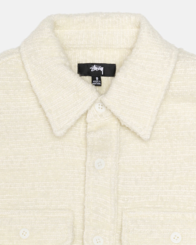 Stüssy Boucle Wol Cpo Shirt Long Sleeve Shirt Unisex Natural | UD41-C2-UQ