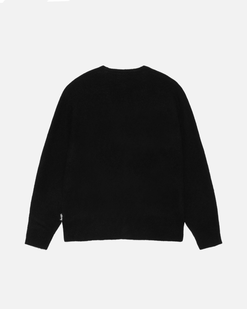 Stüssy Brushed Cardigan Long Sleeve Sweater Unisex Zwart | PN76-Y1-NA