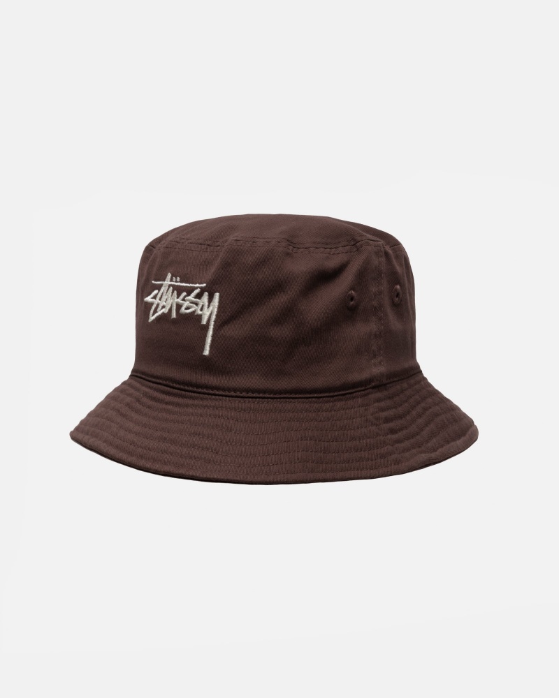 Stüssy Bucket Hat Big Stock Bucket Hat Unisex Chocola | RY46-G0-XT