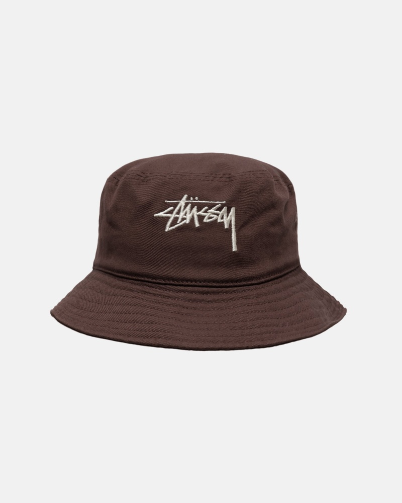 Stüssy Bucket Hat Big Stock Bucket Hat Unisex Chocola | RY46-G0-XT