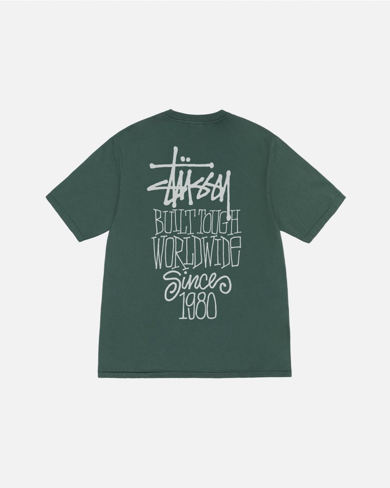 Stüssy Built Tough Tee Pigment Dyed Short Sleeve T-Shirt Unisex Forest | AM97-L5-FD