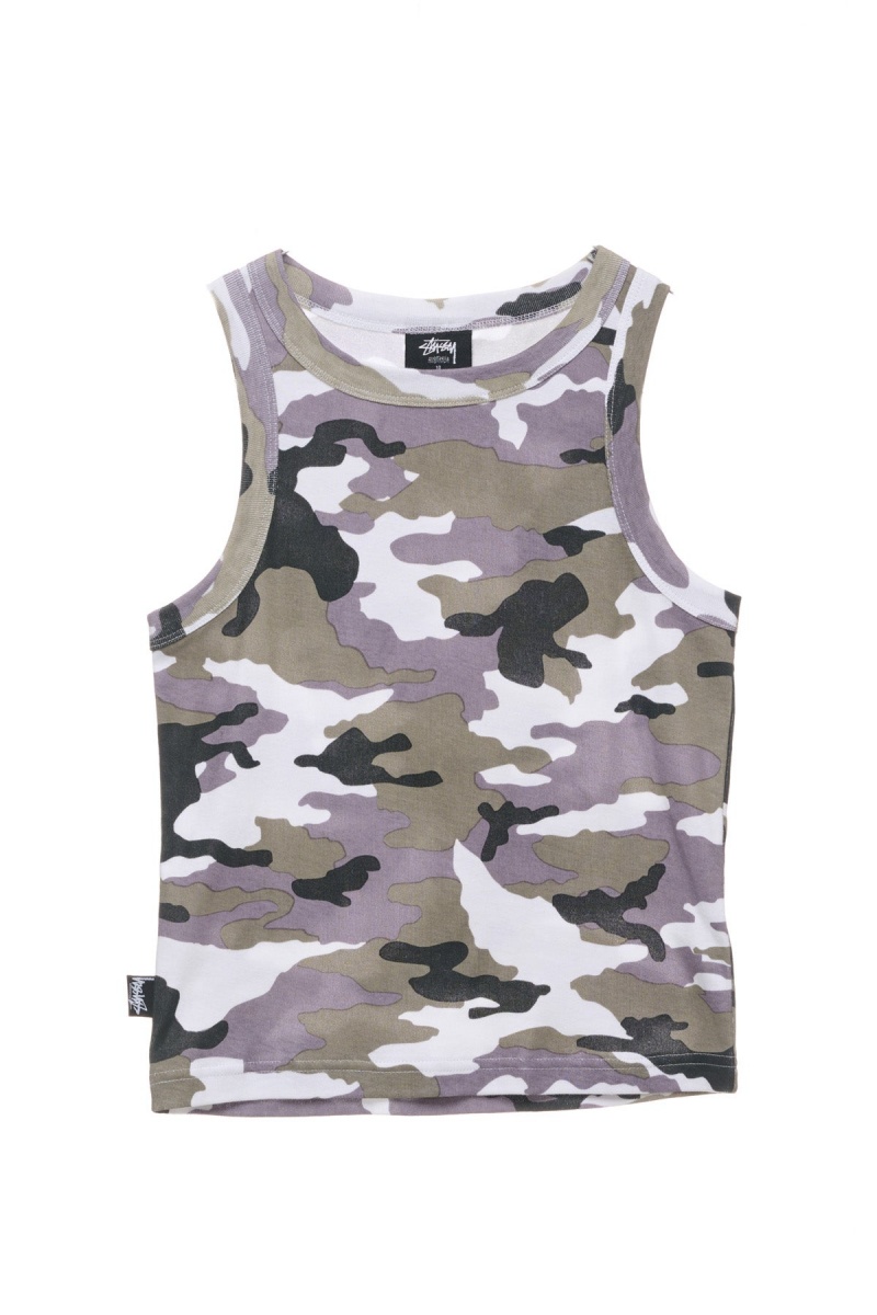 Stüssy Camo Rib Tank T-Shirts L/S Dames Wit Camo | UK95-L1-JH