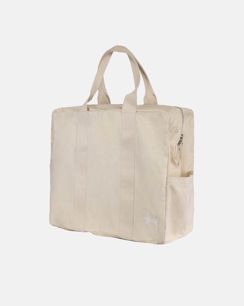 Stüssy Canvas Flight Bag Tote Unisex Natural | VM90-Q1-JM