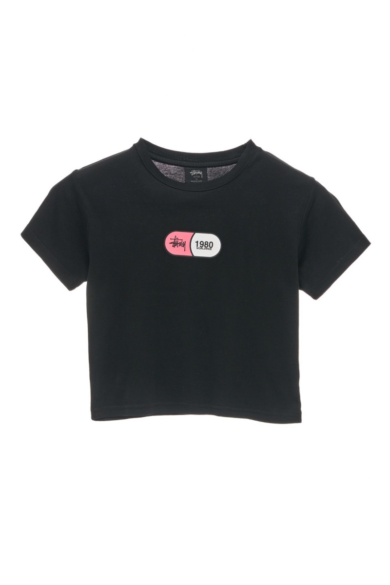 Stüssy Capsule Rib Tee Tees Dames Zwart | SE88-K8-WX