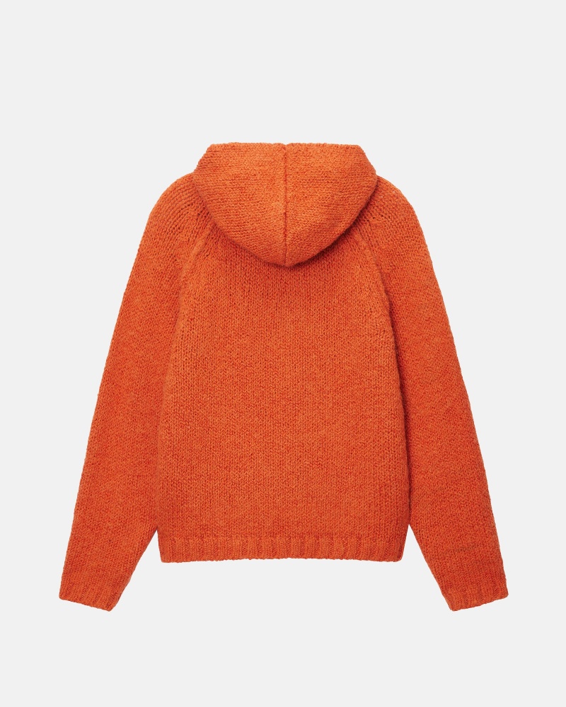 Stüssy Chunky Knit Zip Hoodie Long Sleeve Sweater Unisex Terracotta | GW99-L1-VS