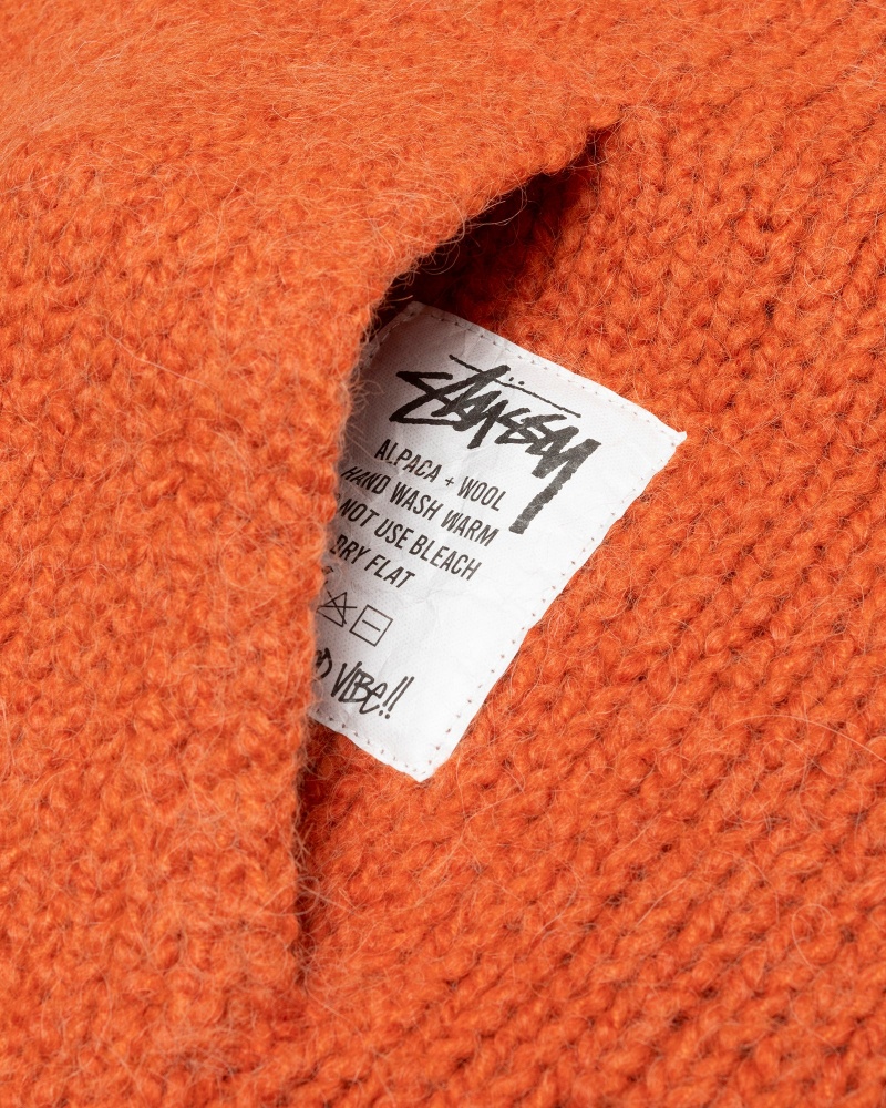 Stüssy Chunky Knit Zip Hoodie Long Sleeve Sweater Unisex Terracotta | GW99-L1-VS