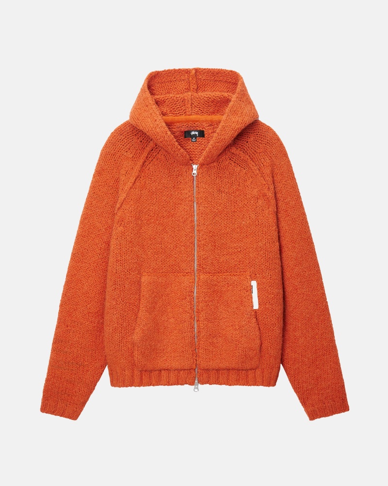 Stüssy Chunky Knit Zip Hoodie Long Sleeve Sweater Unisex Terracotta | GW99-L1-VS