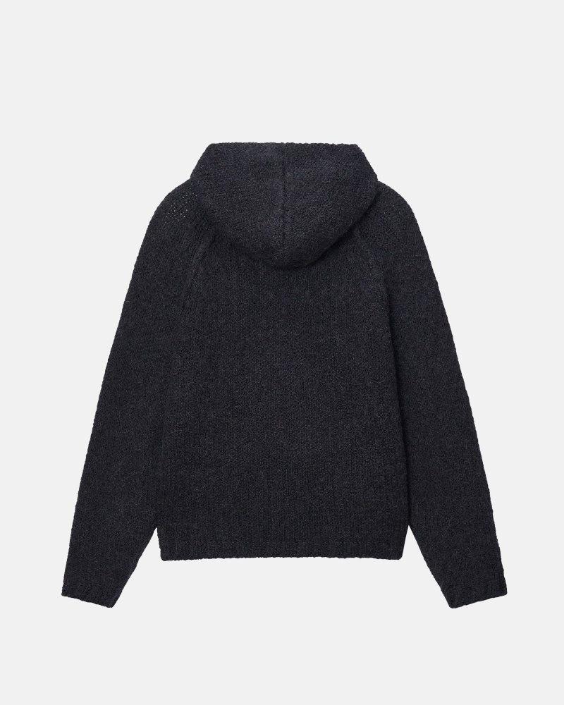 Stüssy Chunky Knit Zip Hoodie Long Sleeve Sweater Unisex Zwart | QS70-Y1-SJ