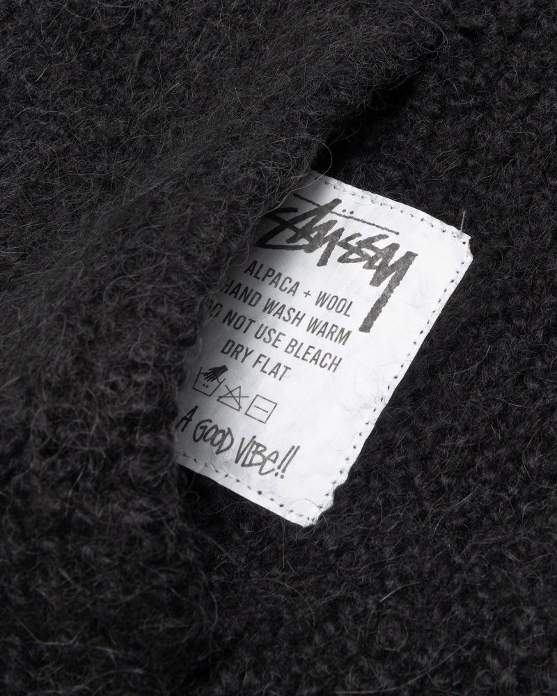 Stüssy Chunky Knit Zip Hoodie Long Sleeve Sweater Unisex Zwart | QS70-Y1-SJ