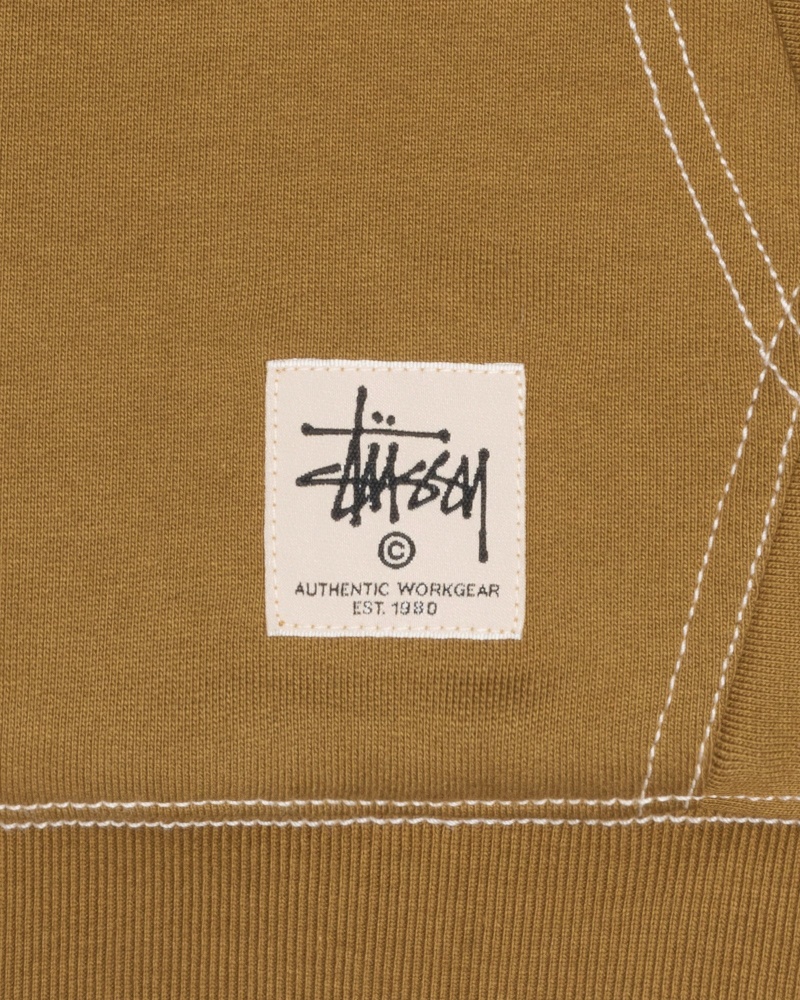 Stüssy Contrast Stitch Label Hoodie Long Sleeve Sweatshirt Unisex Olijfgroen | PL33-I4-FK