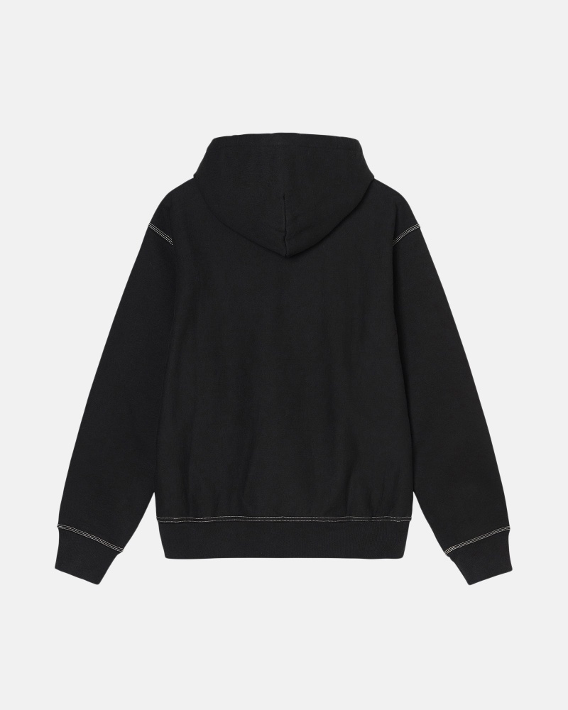 Stüssy Contrast Stitch Label Hoodie Long Sleeve Sweatshirt Unisex Zwart | TJ75-V1-TD