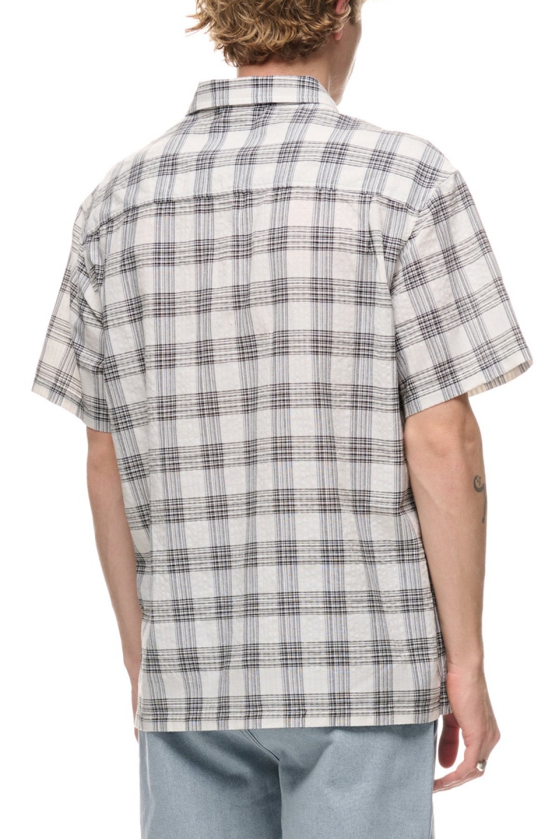 Stüssy Coop Check Ss Shirt Overhemd Heren Black/White | XK33-R3-RW