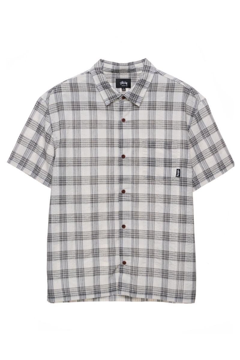 Stüssy Coop Check Ss Shirt Overhemd Heren Black/White | XK33-R3-RW