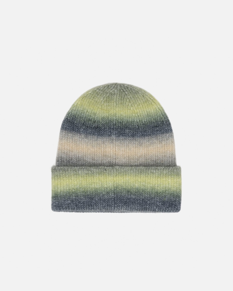 Stüssy Cuff Beanie Spray Stripe Muts Unisex Lime Multi | DO23-N4-OO