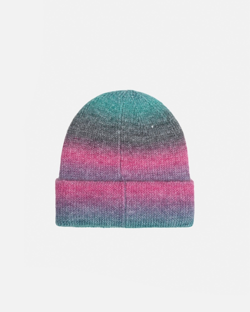 Stüssy Cuff Beanie Spray Stripe Muts Unisex Teal Multi | KP93-J2-OX