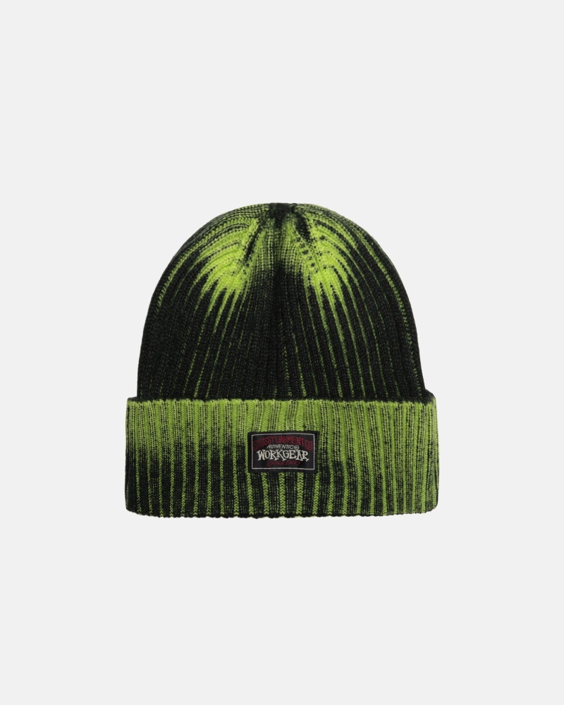 Stüssy Cuff Beanie Workgear Spray Muts Unisex Lime | FQ75-E0-QR