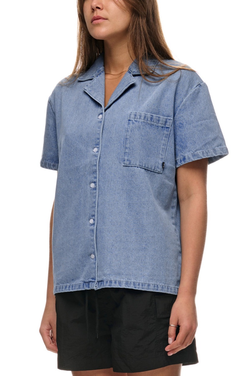 Stüssy Denim Os Shirt Shorts & Pants Dames Blauw | OI22-P6-QM