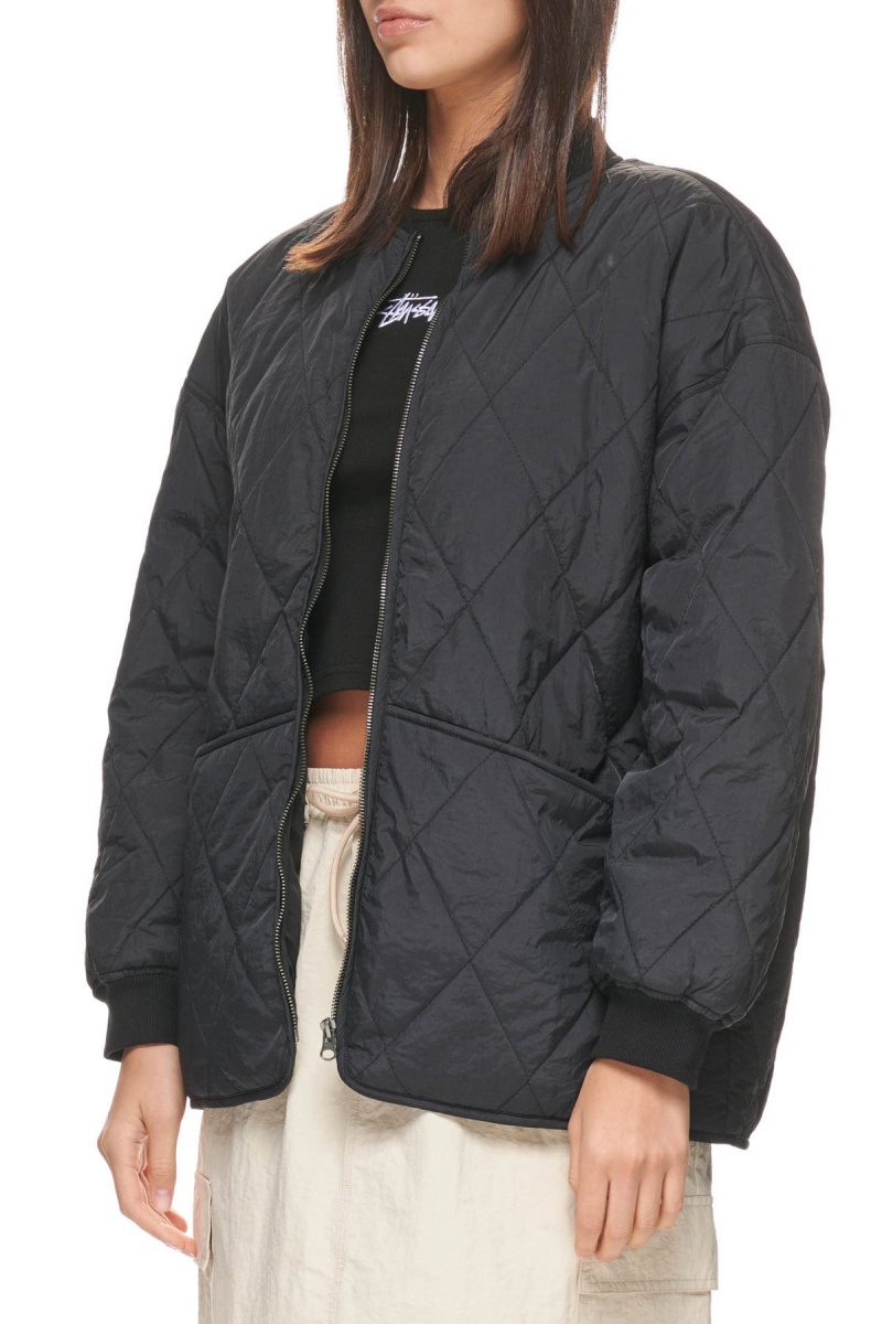 Stüssy Dice Gewatteerd Jacket Jassen Dames Zwart | BB43-U0-VY