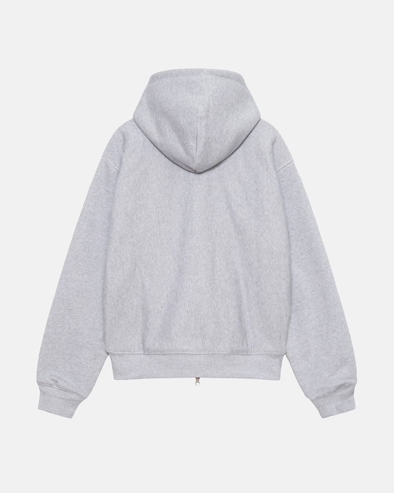 Stüssy Double Face Label Zip Hoodie Long Sleeve Sweatshirt Unisex Grijs | WH47-Y1-DM