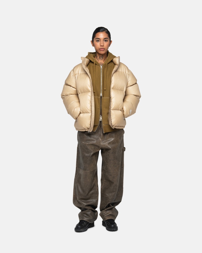 Stüssy Down Puffer Parachute Ripstop Long Sleeve Outerwear Unisex Coyote | TH37-J0-RW