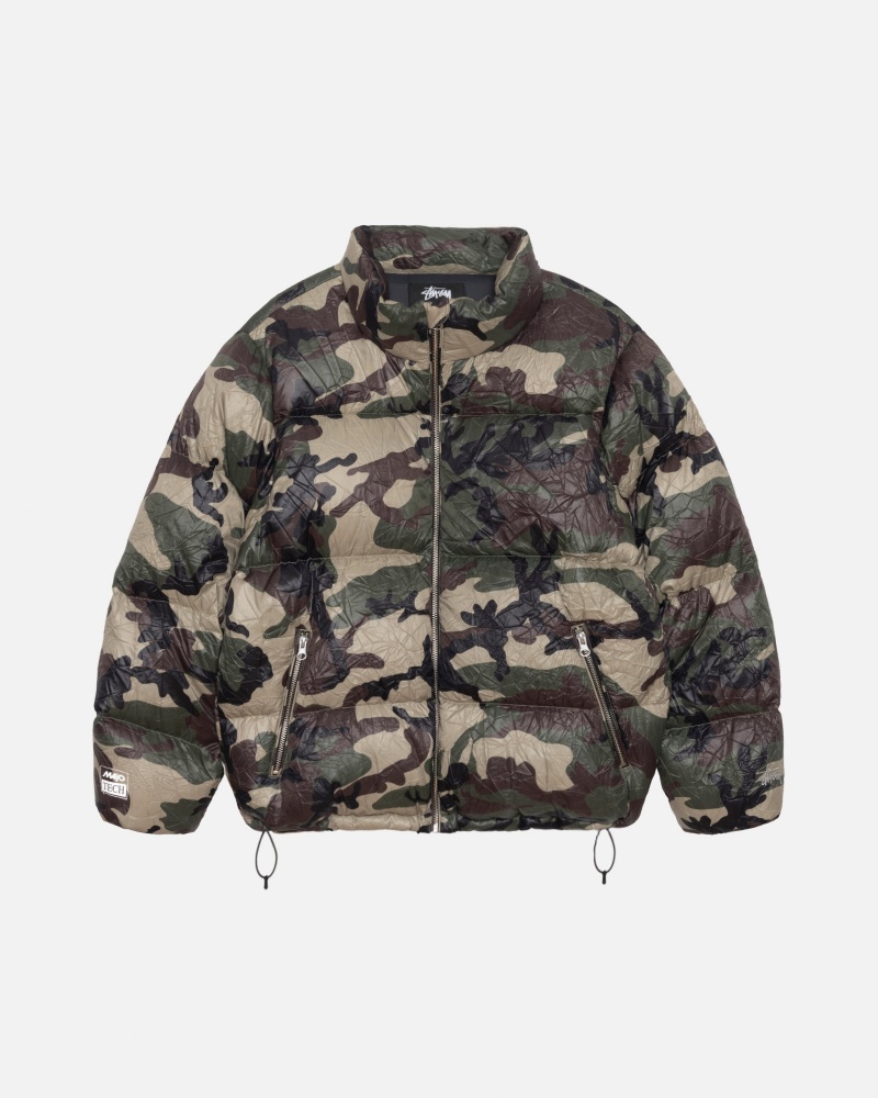 Stüssy Down Puffer Wrinkled Nylon Long Sleeve Outerwear Unisex Camo | JF92-Q6-GD