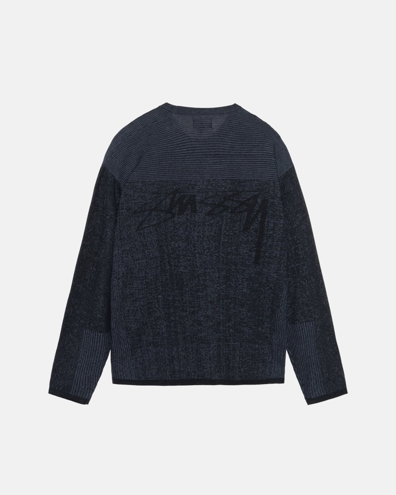 Stüssy Engineered Panel Trui Long Sleeve Sweater Unisex Donkerblauw | RN11-T4-JX