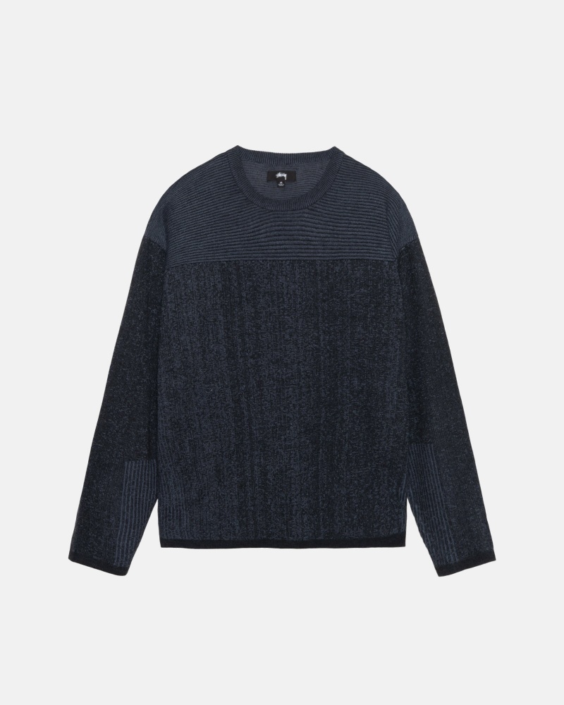 Stüssy Engineered Panel Trui Long Sleeve Sweater Unisex Donkerblauw | RN11-T4-JX