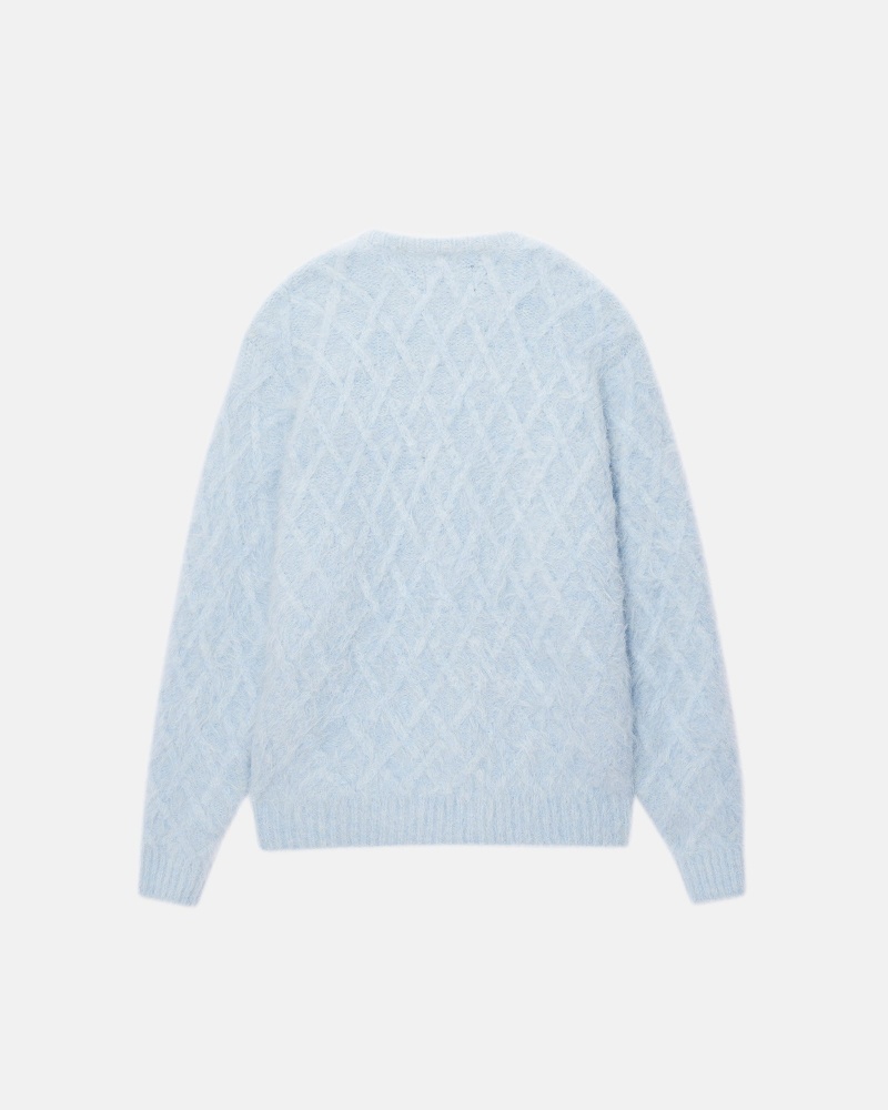 Stüssy Fuzzy Lattice Crew Trui Long Sleeve Sweater Unisex Ice | MX18-Z9-RF