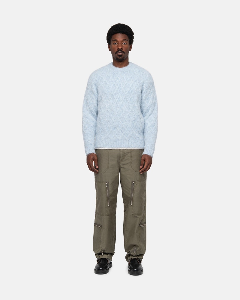 Stüssy Fuzzy Lattice Crew Trui Long Sleeve Sweater Unisex Ice | MX18-Z9-RF