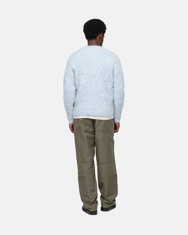 Stüssy Fuzzy Lattice Crew Trui Long Sleeve Sweater Unisex Ice | MX18-Z9-RF