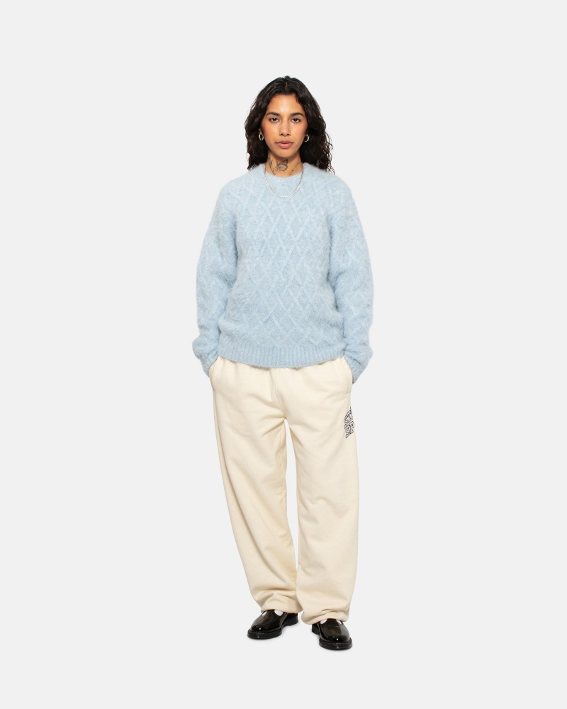 Stüssy Fuzzy Lattice Crew Trui Long Sleeve Sweater Unisex Ice | MX18-Z9-RF