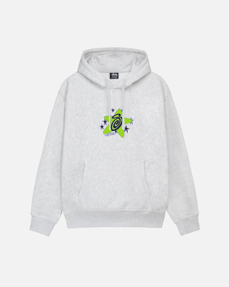 Stüssy Galaxy Hoodie Long Sleeve Sweatshirt Unisex Ash Heather | XD99-F8-NA