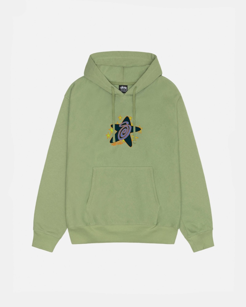 Stüssy Galaxy Hoodie Long Sleeve Sweatshirt Unisex Moss | JP19-I4-II