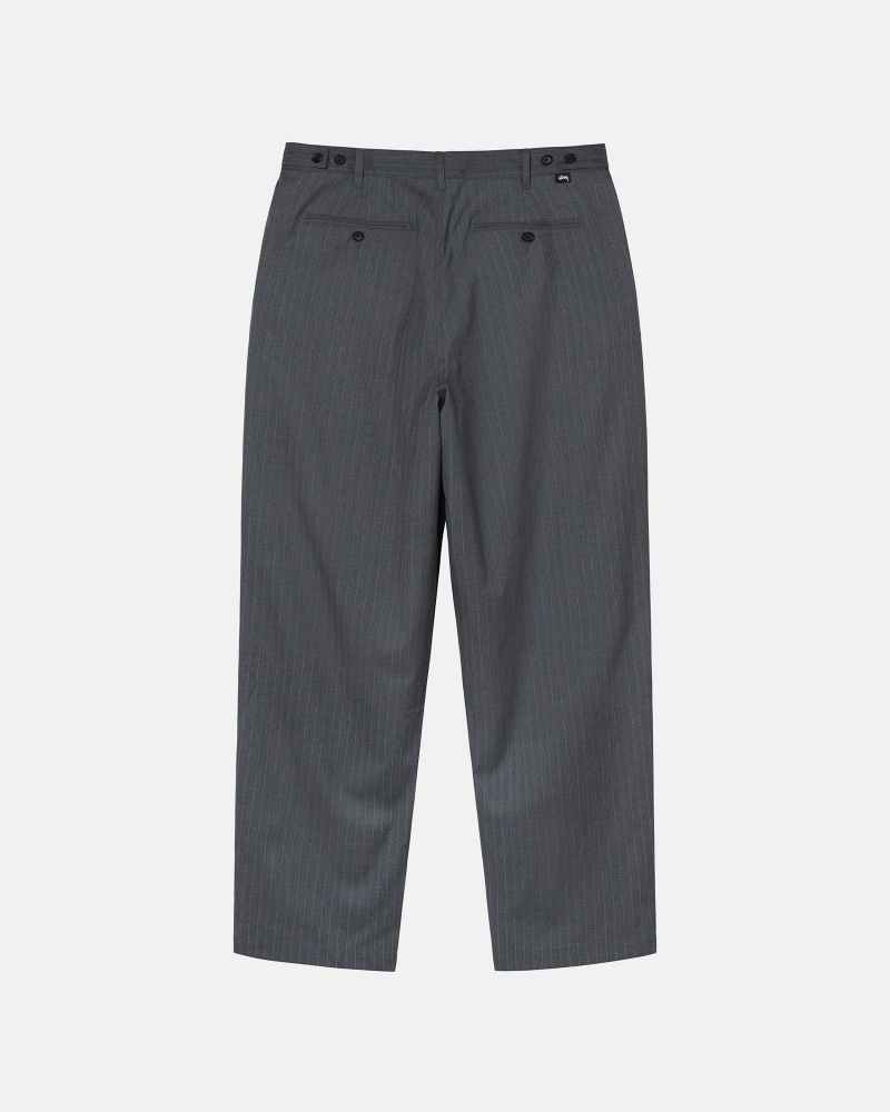 Stüssy Gestreept Volume Geplooid Trouser Broek Unisex Grijs | IO64-Z2-ZX