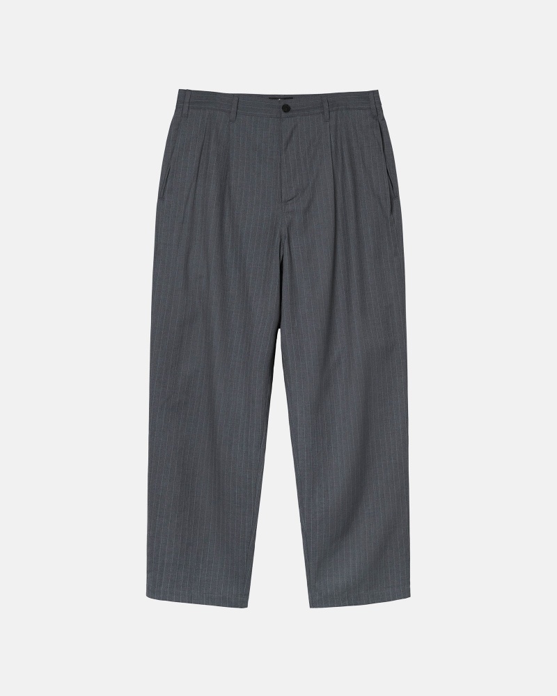 Stüssy Gestreept Volume Geplooid Trouser Broek Unisex Grijs | IO64-Z2-ZX