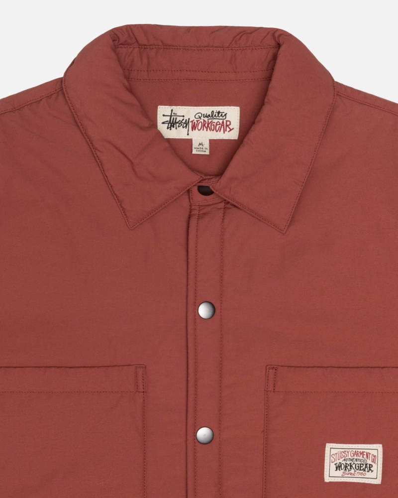 Stüssy Gewatteerd Tech Over Shirt Long Sleeve Shirt Unisex Brick | CC63-U7-EH