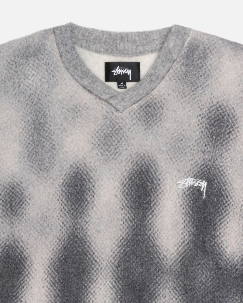 Stüssy Gradient Dot Brushed Trui Long Sleeve Sweater Unisex Grijs | HY52-L3-ZL