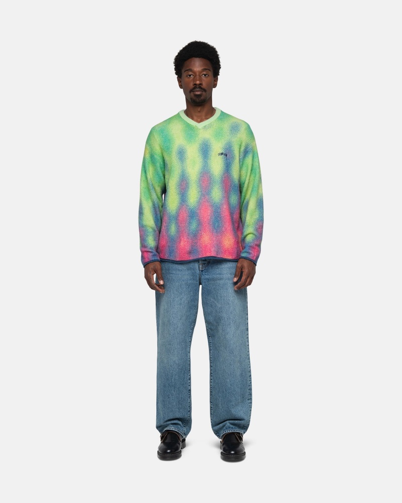 Stüssy Gradient Dot Brushed Trui Long Sleeve Sweater Unisex Multi | AQ02-R7-UE