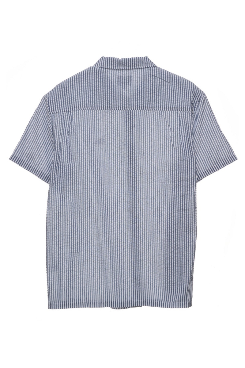 Stüssy Graffiti Oxford Shirt Overhemd Heren Navy/White Stripe | PQ36-I1-UI