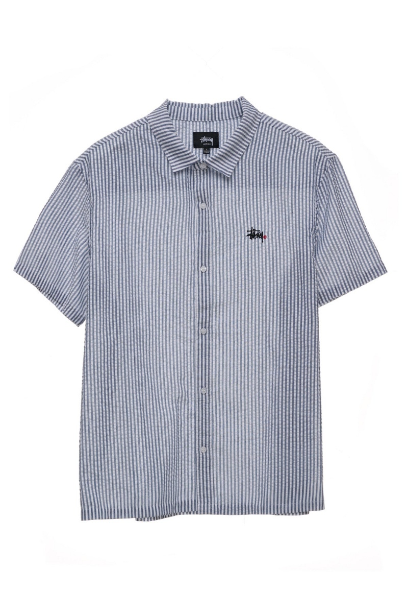 Stüssy Graffiti Oxford Shirt Overhemd Heren Navy/White Stripe | PQ36-I1-UI