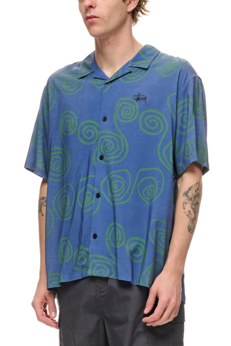 Stüssy Hand Drawn S Ss Shirt Overhemd Heren Blauw | EX28-I9-LG