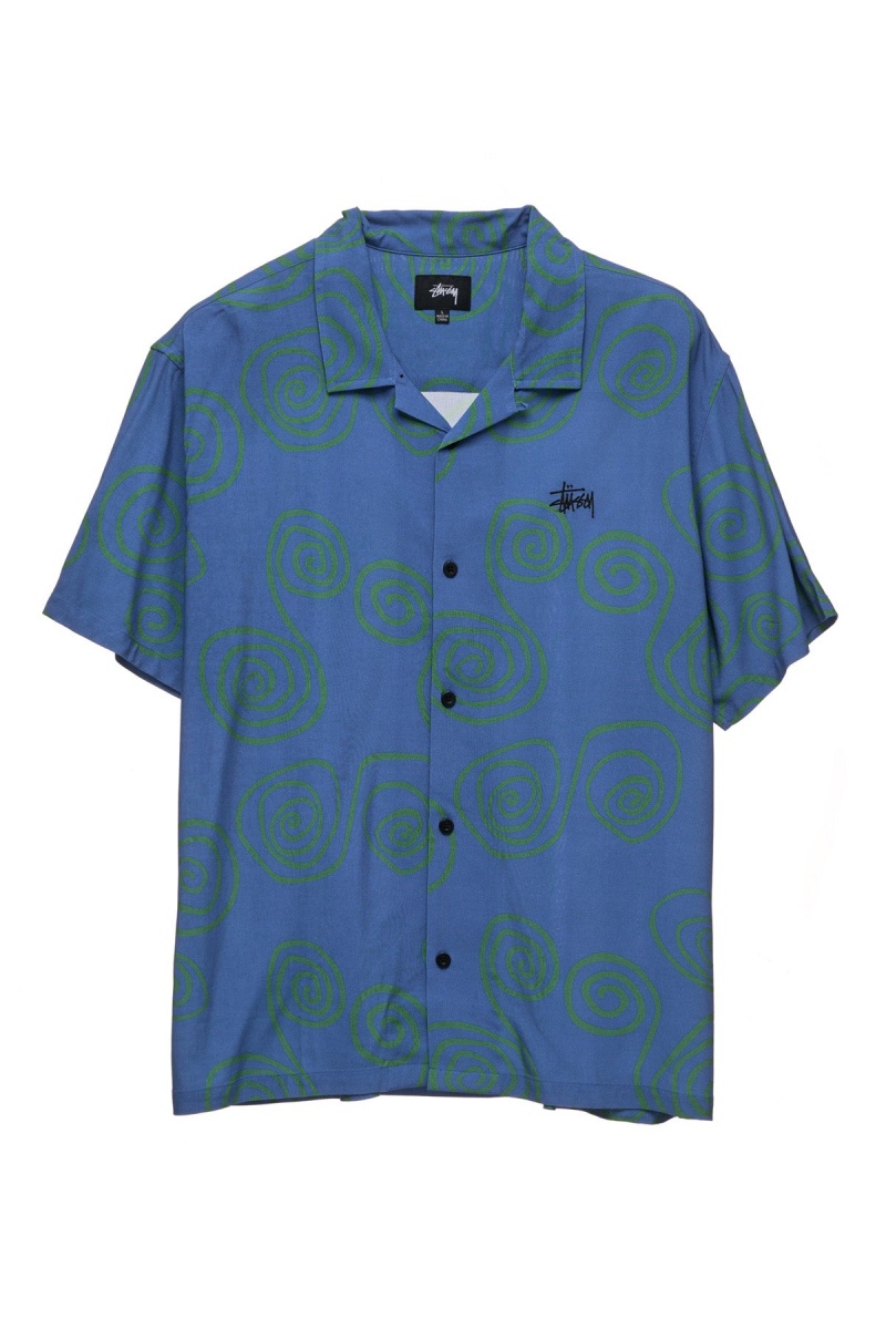 Stüssy Hand Drawn S Ss Shirt Overhemd Heren Blauw | EX28-I9-LG