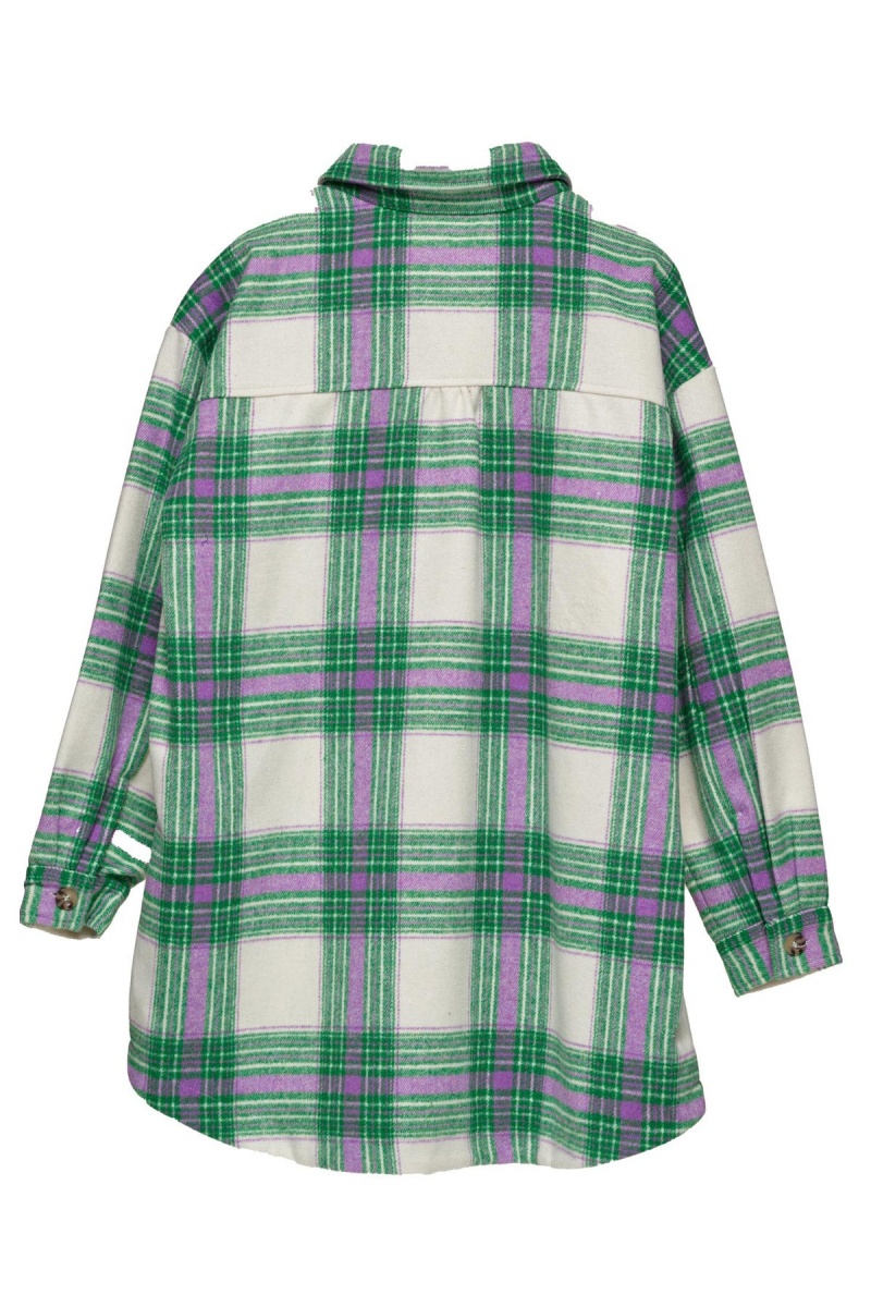 Stüssy Harley Check Worker Jacket T-Shirts L/S Dames Wit | UI00-X3-CM